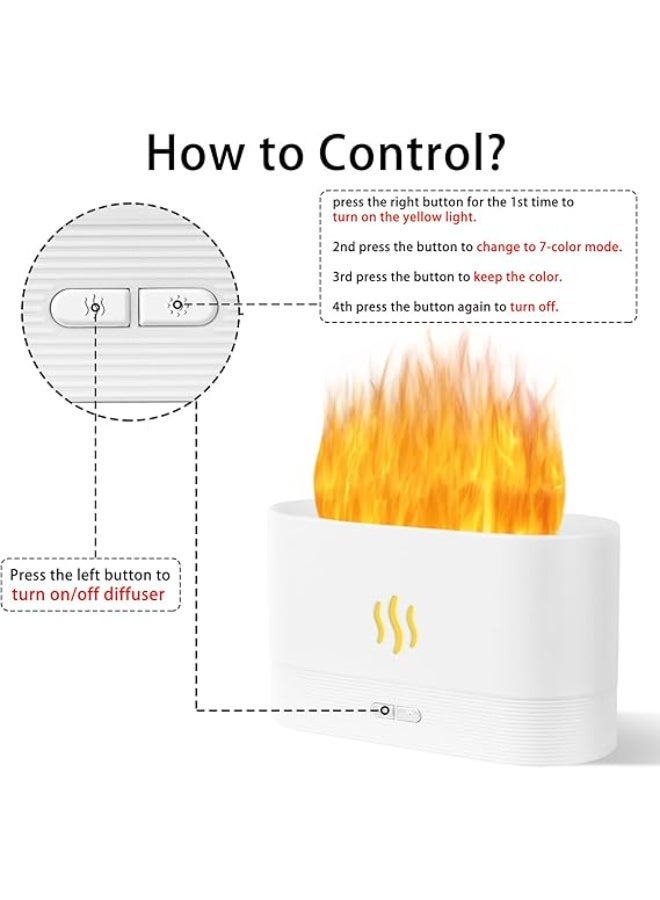 Oil Diffuser Flame Effect Humidifier for Bedroom Office Aromatherapy Diffuser Aroma Home Fragrance Diffusers for Home Colour Changing LED Ultrasonic USB Auto Off Night Light Cool Mist(White) - Image 3